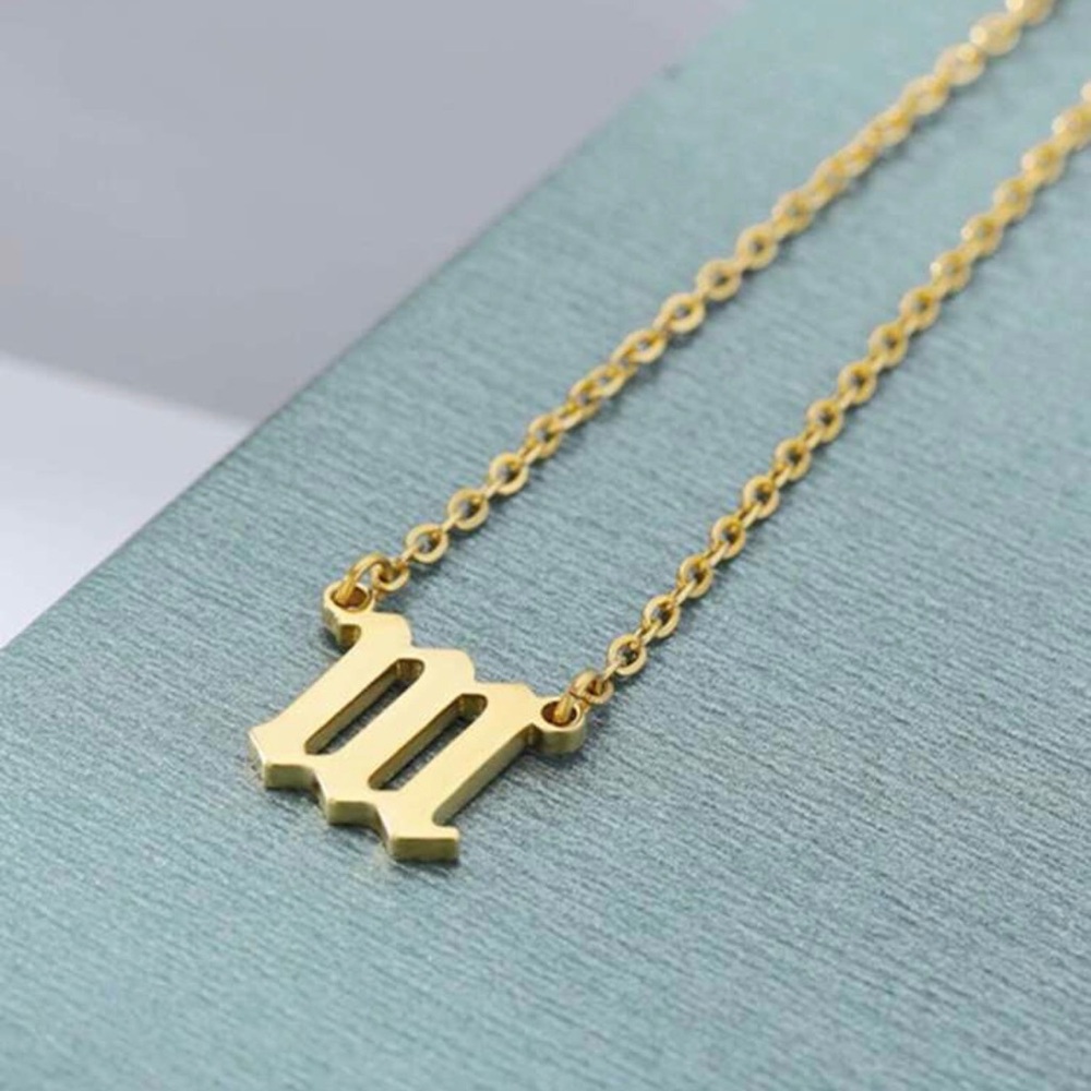 Gold Women’s Zodiac Necklace - Roman Numeral III (111)